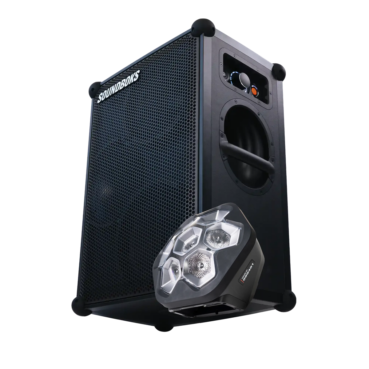 Black Soundboks speaker with a Lightboks