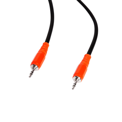 AUX Cable with SOUNDBOKS branded colors close up